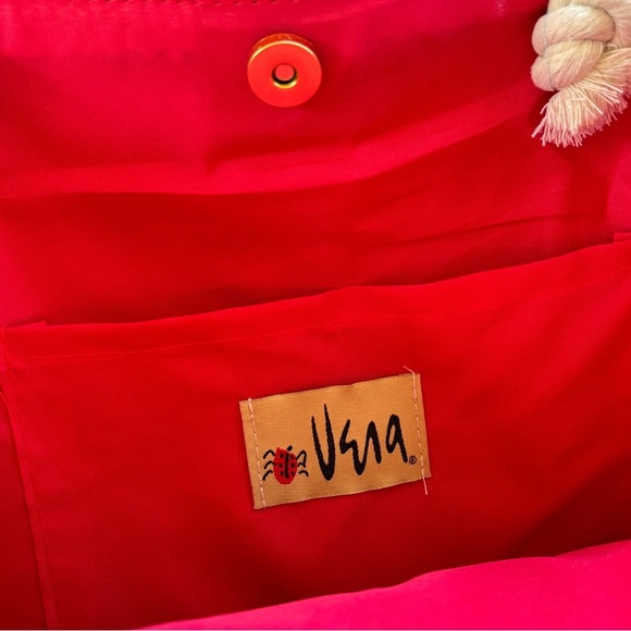 Vera Neumann Multicolor Azelea Woven Straw Striped Tote Bag with Rope Handles - Picture 2 of 5